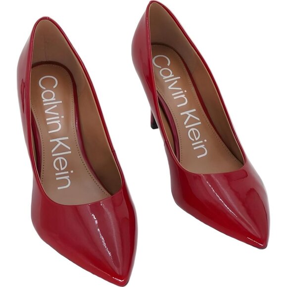 Calvin Klein Gayle Red Patent Leather Pointed Toe Stiletto Pumps Womens 9M - Picture 1 of 6